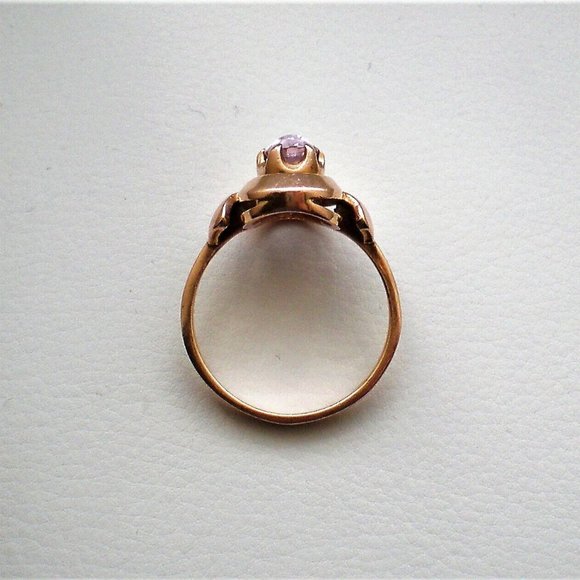 Vintage Original Russian Russia 14K 583 Rose Pink Gold Pink Purple Corundum RING - Picture 2 of 8